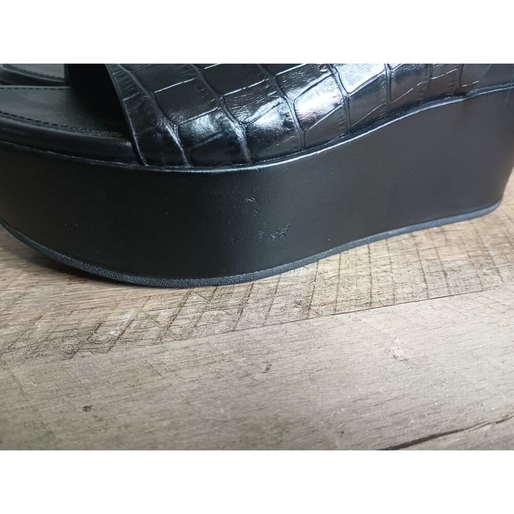 FitFlop Eloise Croc Print Wedge Back Strap Sandals Womens 5 Black Platform - Picture 7 of 13